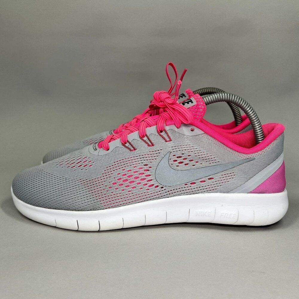 Nike Free RN Running Shoes Girls 7 Grey Pink Athletic Run Training Sneakers - Picture 5 of 12